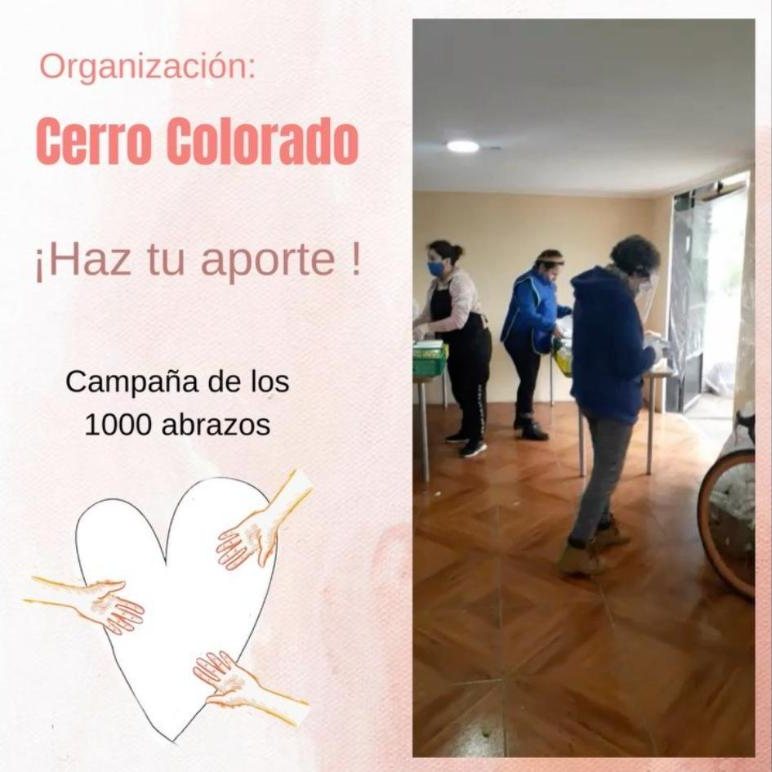 Pieza original rosa y acuarela de la campaña 1000 abrazos para ollas solidarias, 2020